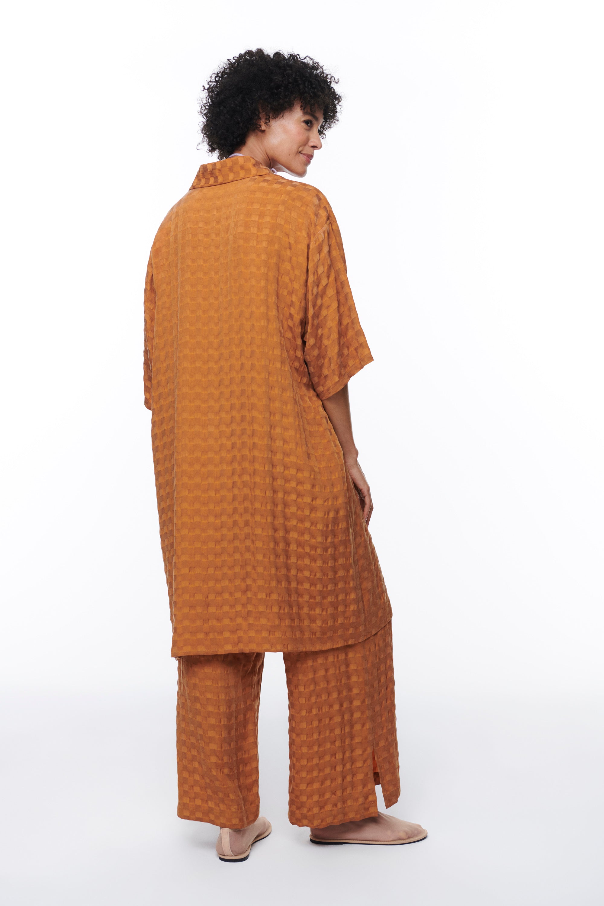 cupro shirt dress Silky Cupro Shirt Dress with Grosgrain Trim - DAVINA