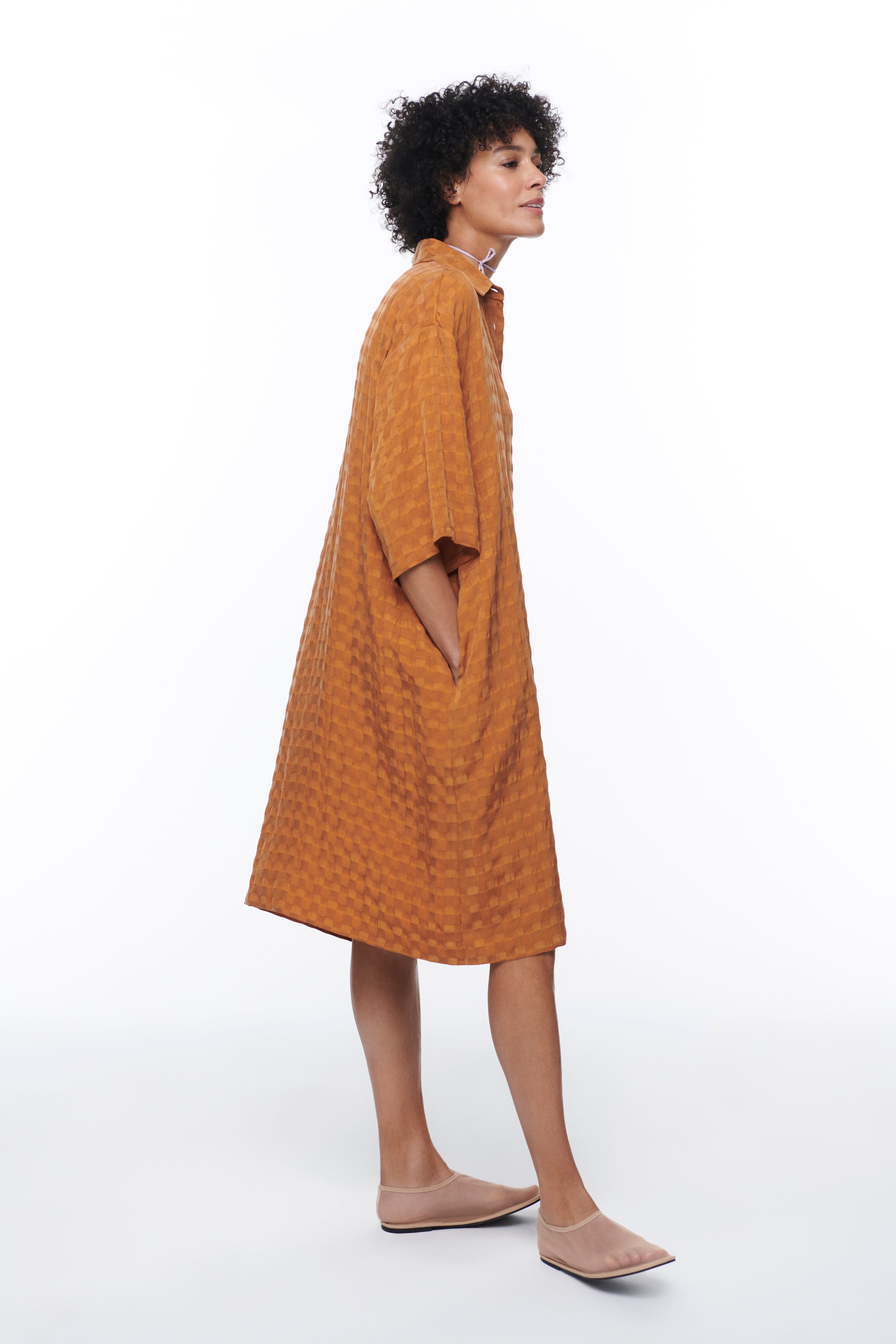 LA TIERRA CUPRO SHIRT-DRESS
