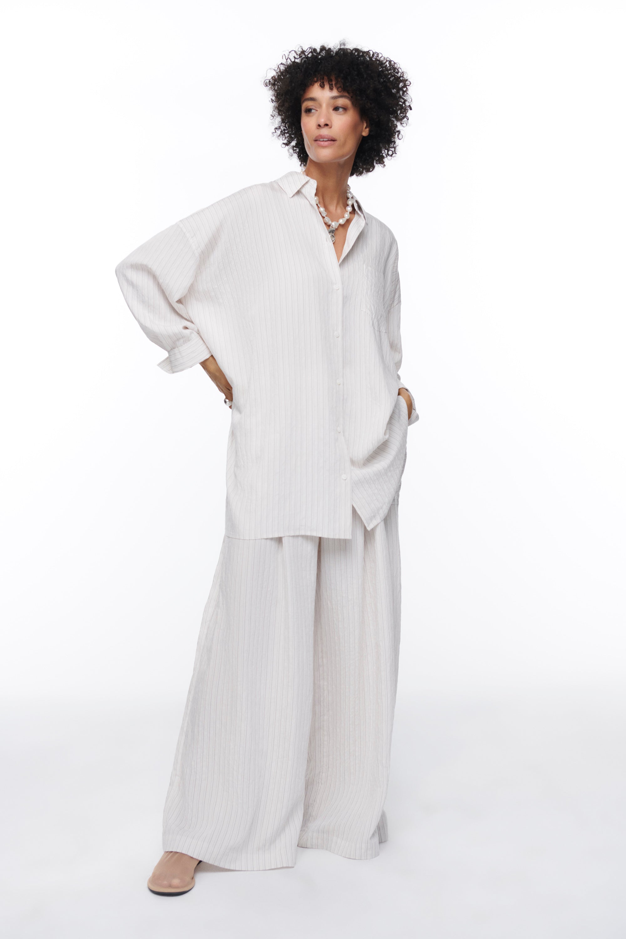 Modal Oversize Striped Shirt