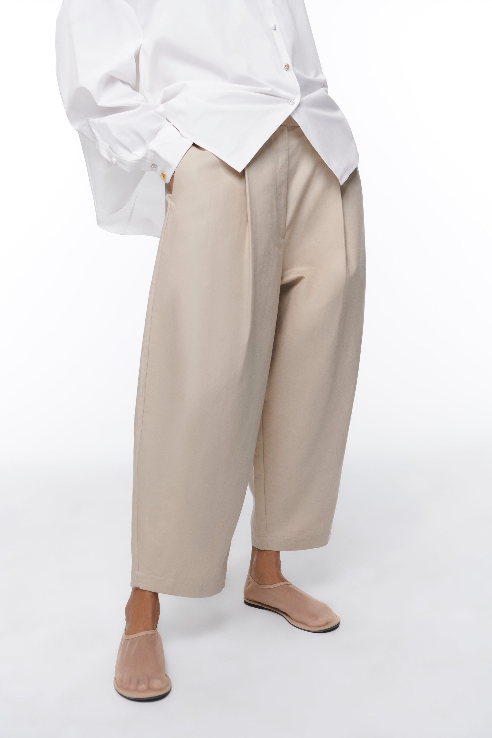 CURVED TROUSERS CAPUCCINO