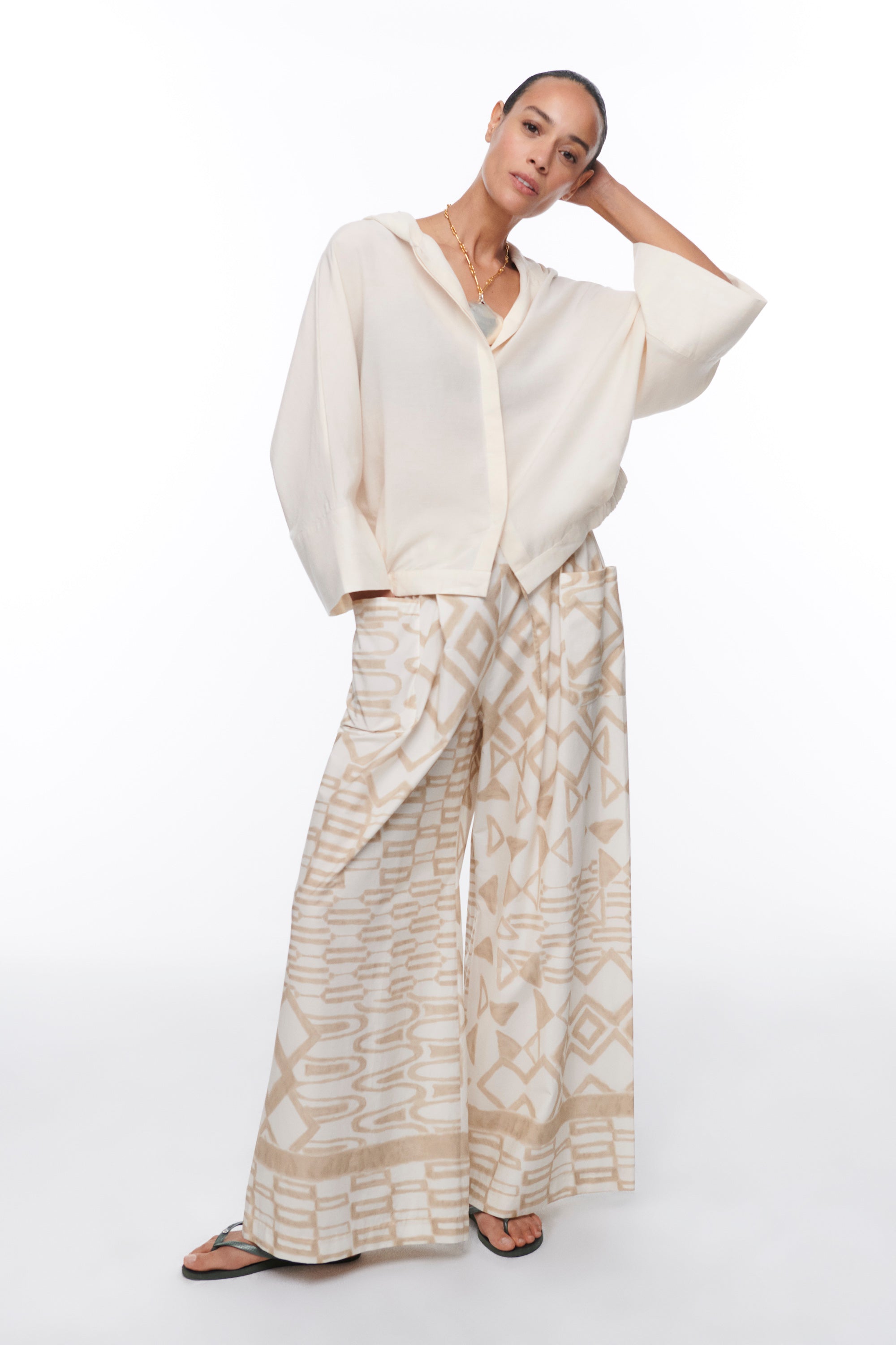 LYOCELL HOODED BLOUSE VANILLA