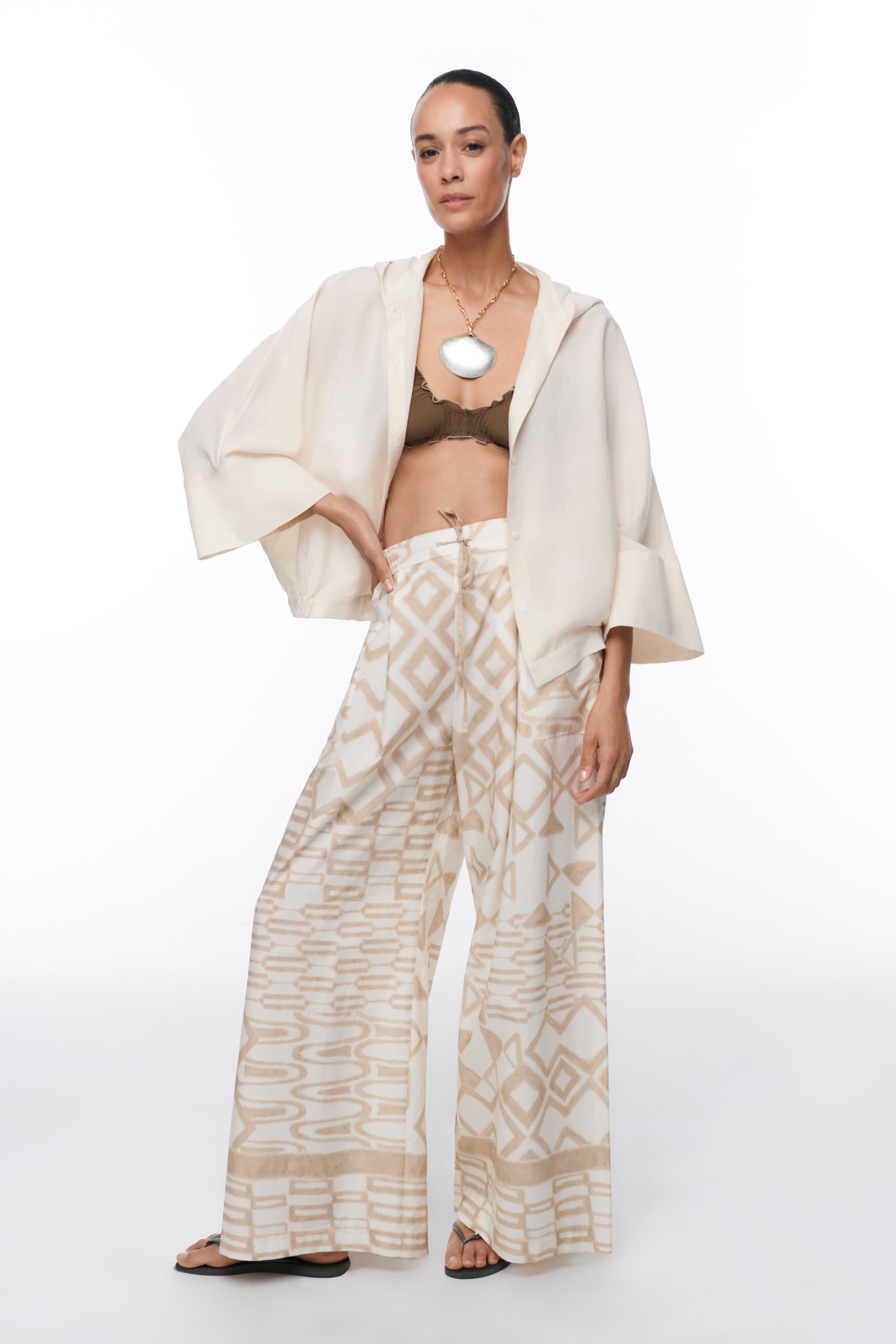 LYOCELL HOODED BLOUSE VANILLA