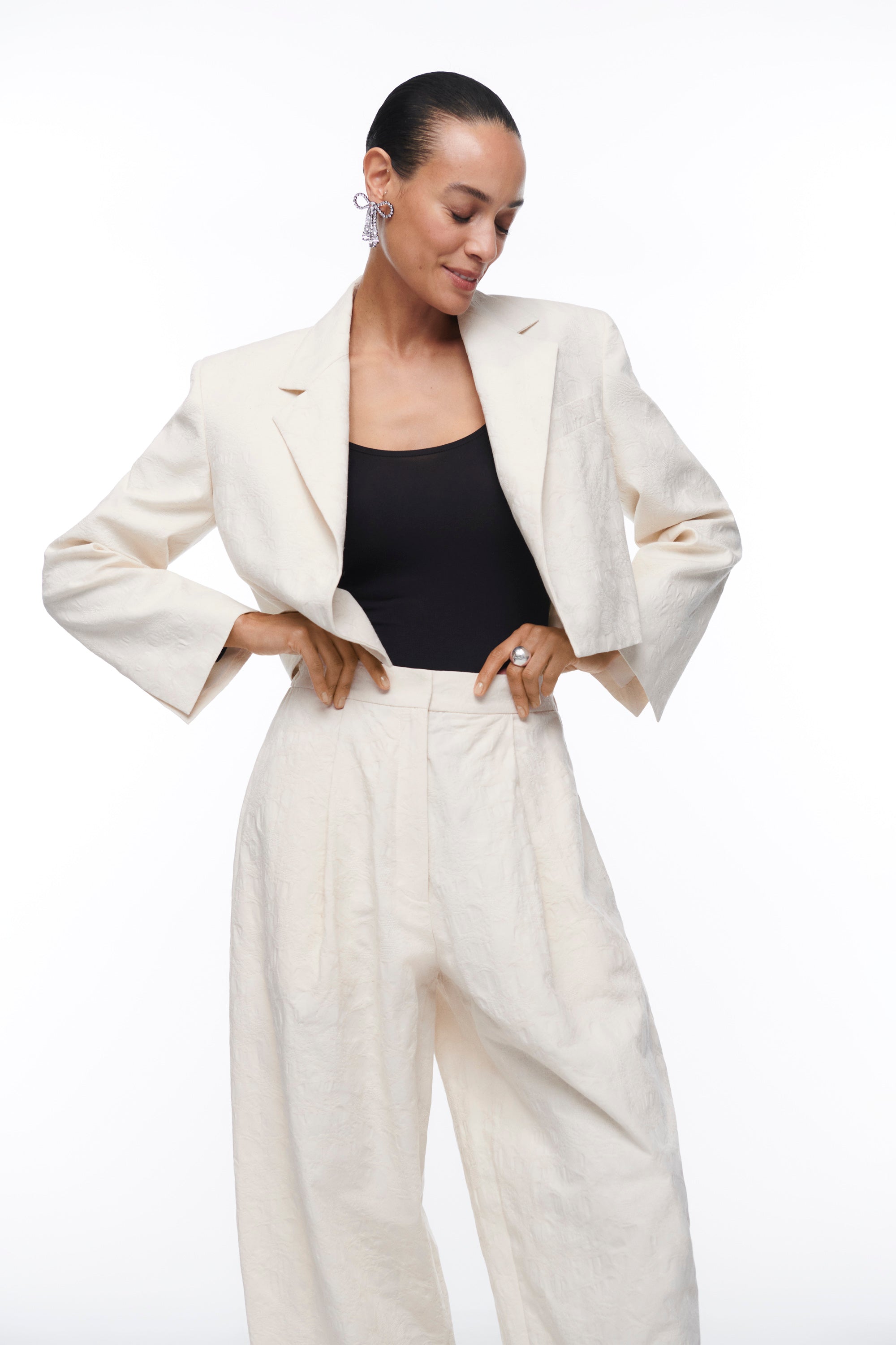 LAS FLORES TEXTURED TROUSERS VANILLA