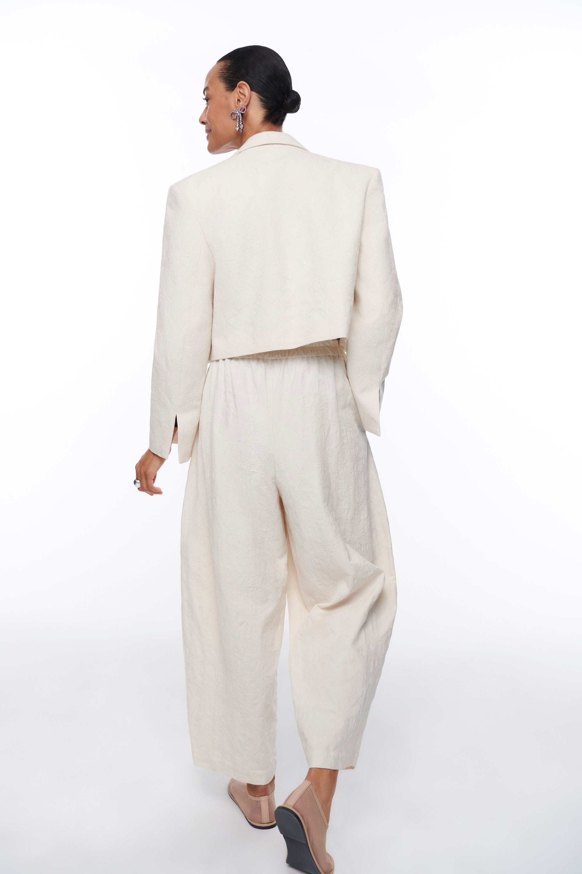 LAS FLORES TEXTURED TROUSERS VANILLA