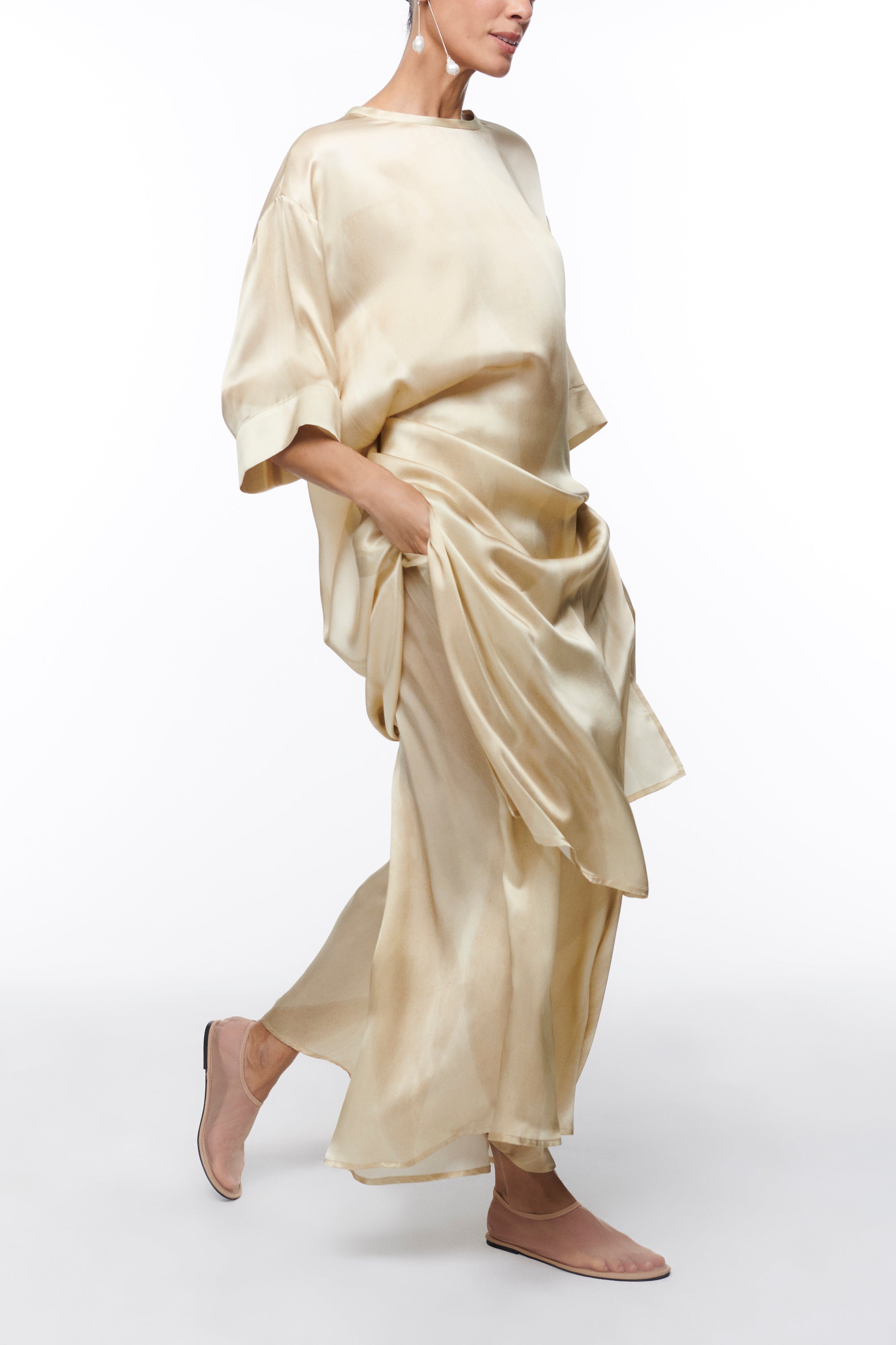 SILK PALAZZO TROUSERS SEA MIST