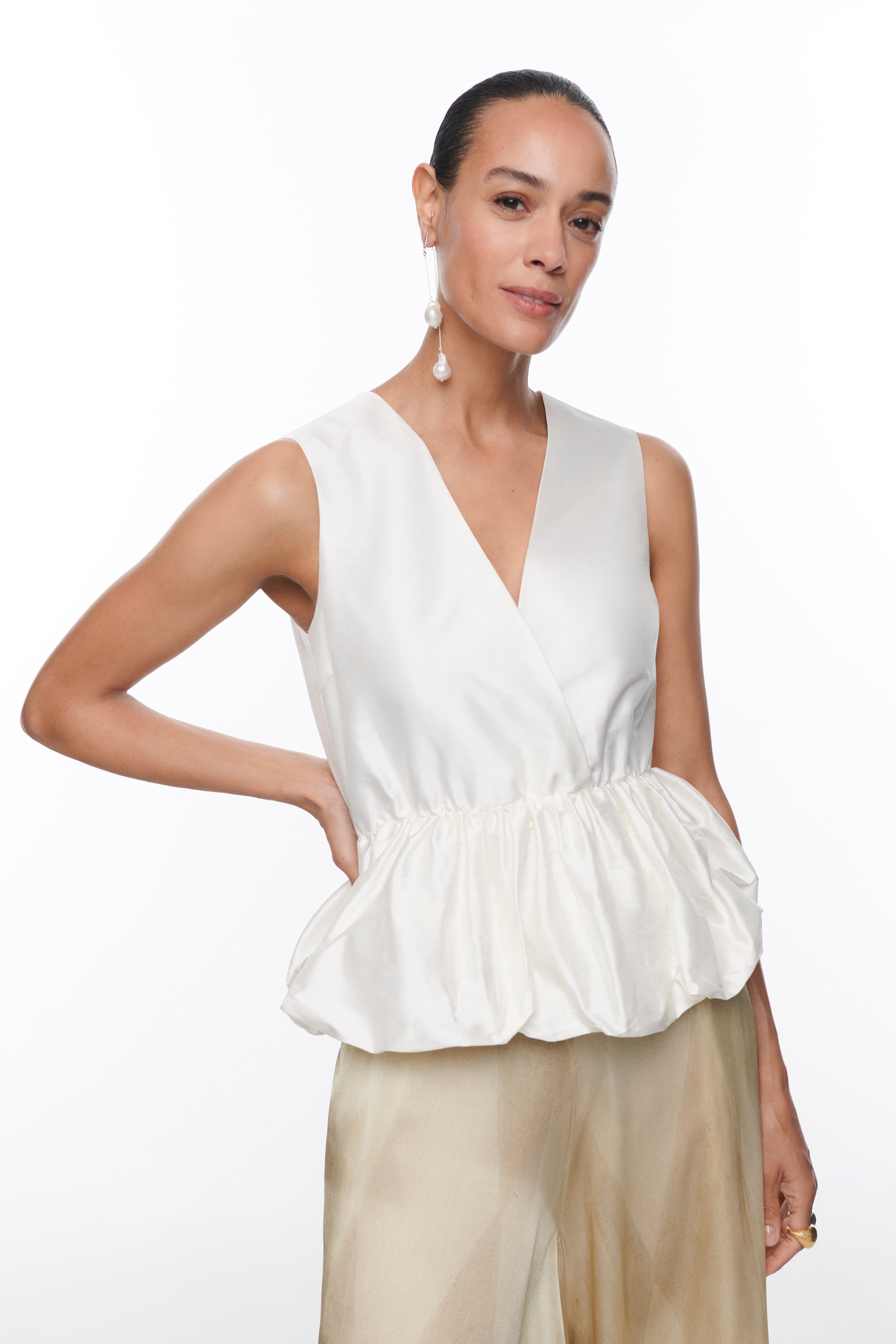 SILK PEPLUM WHITE