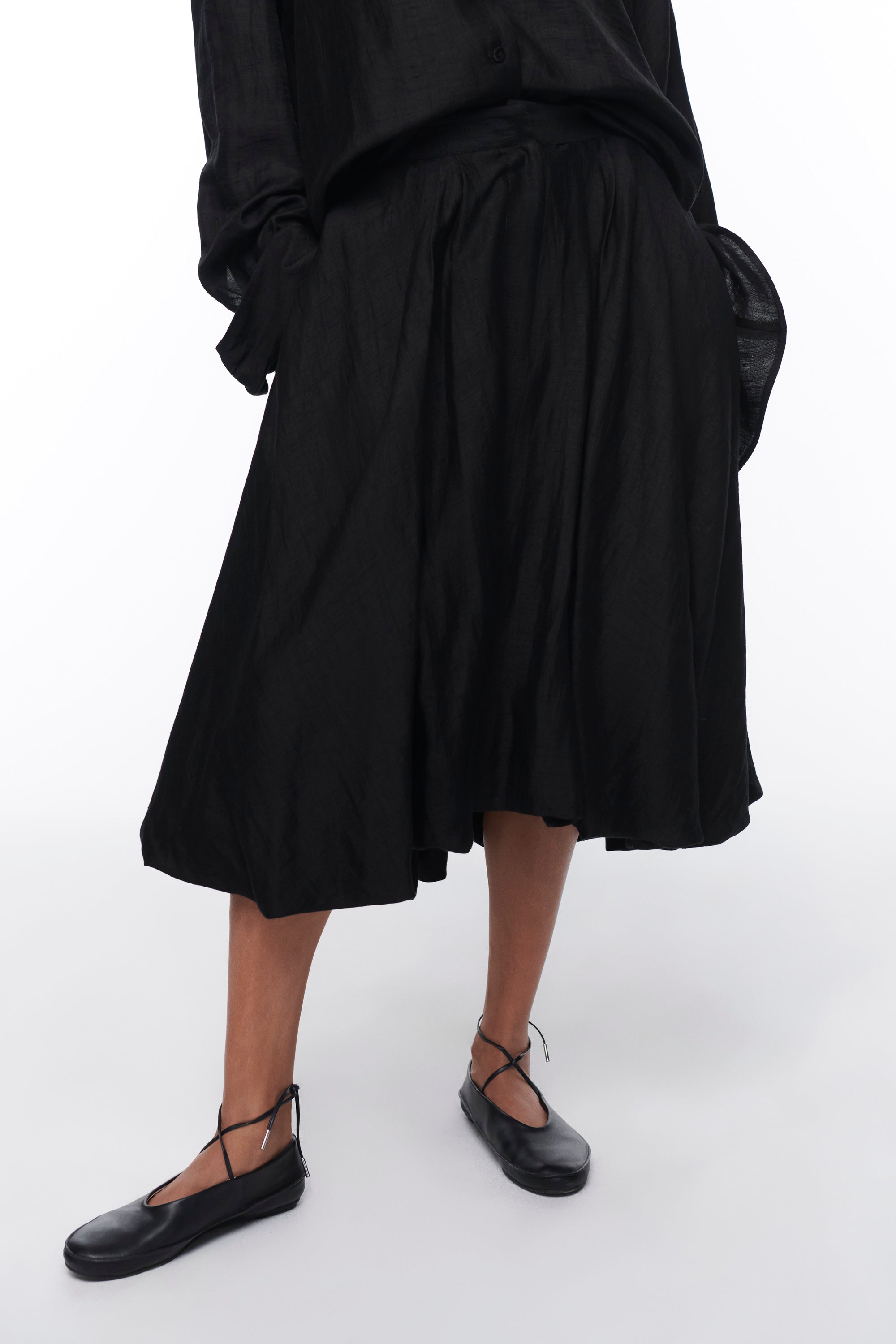 LINEN SKIRT BLACK AMAPOLA