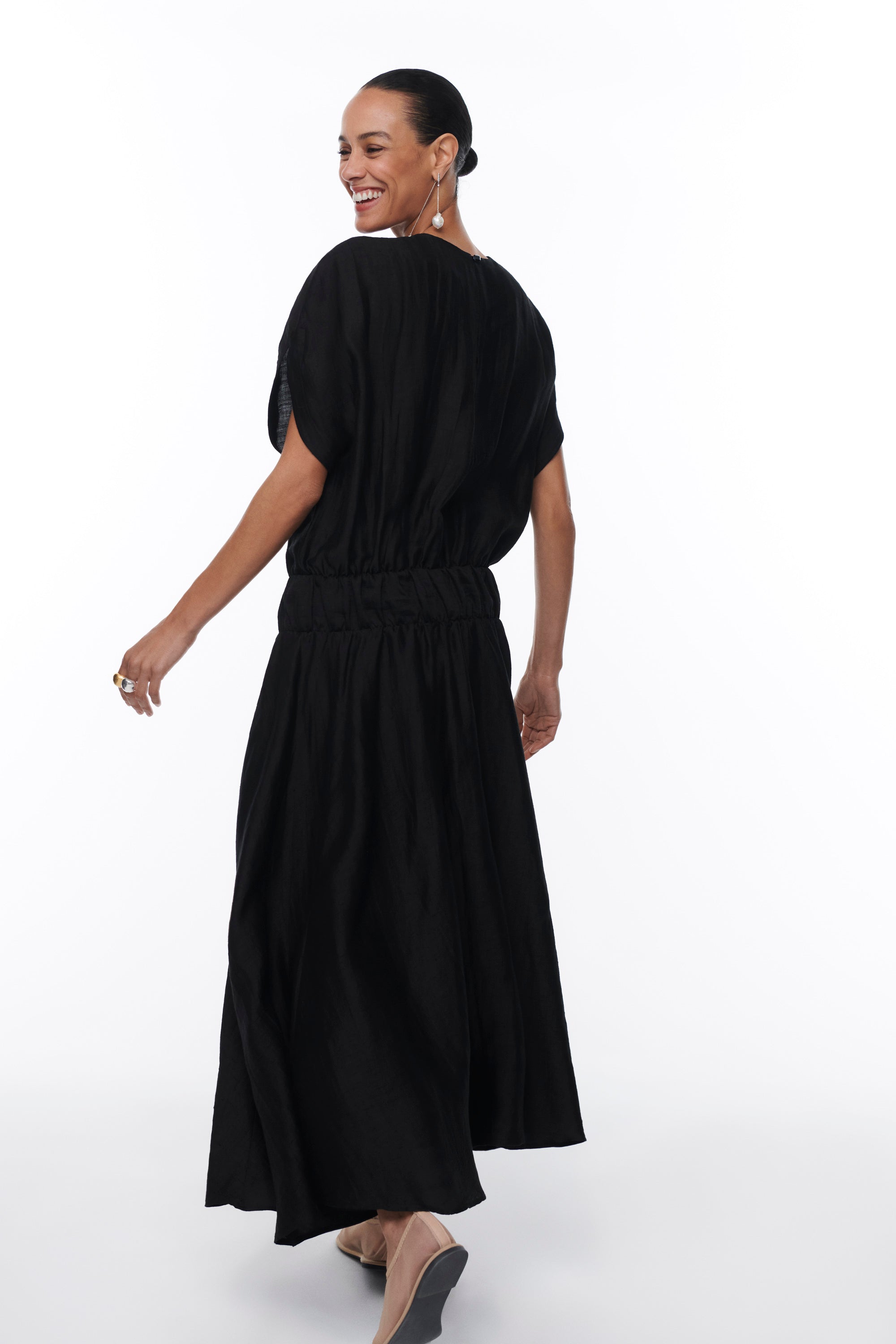 LINEN DRESS BLACK AMAPOLA