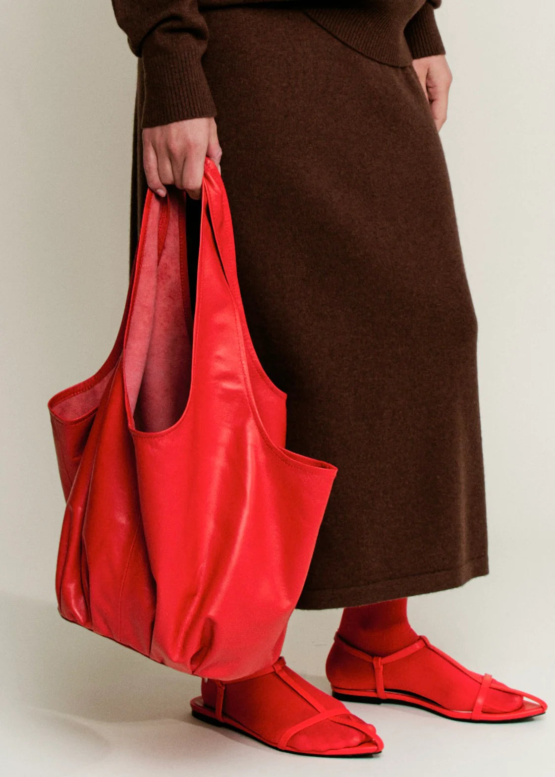 Petit Pleated Shopper Crimson by Modern Weaving