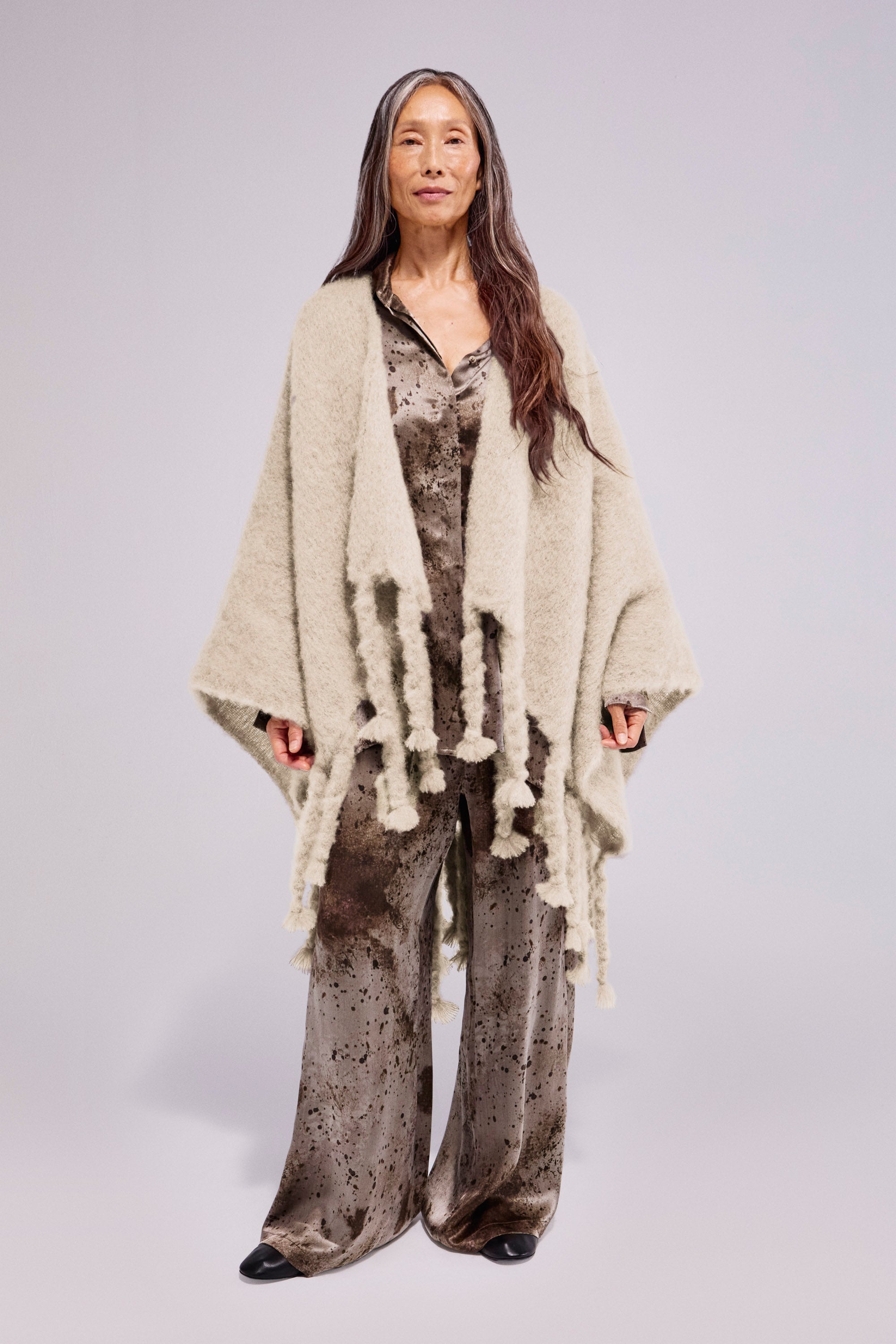 Mohair Poncho Beige