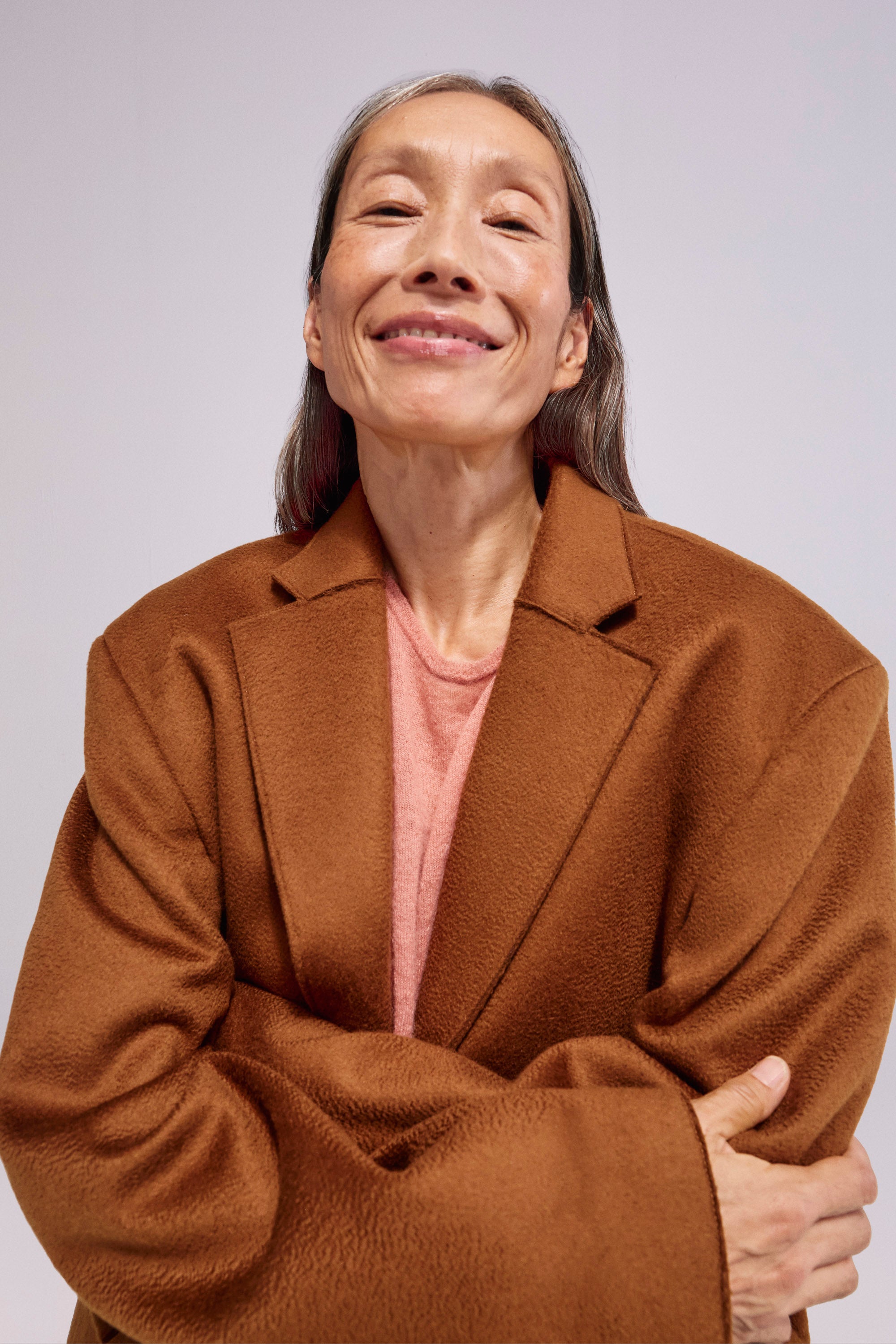 Wool-Cashmere Double-Faced Blazer Coat Caramel