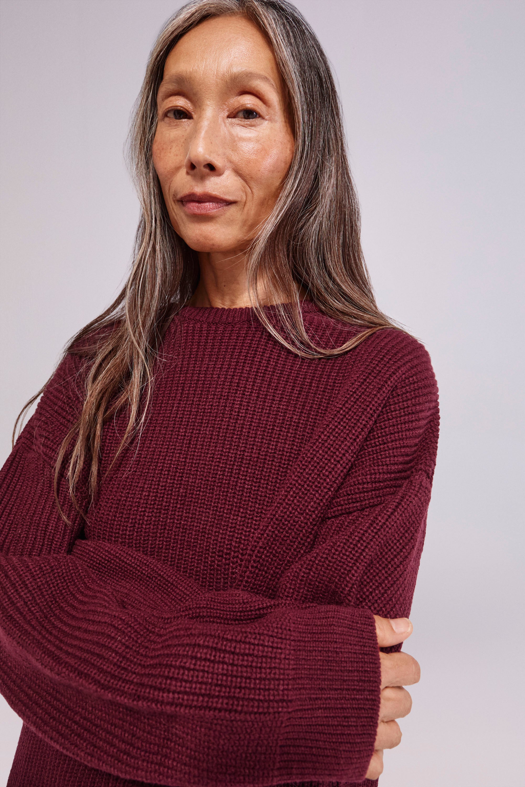 Wool-Cashmere Long Dress Burgundy