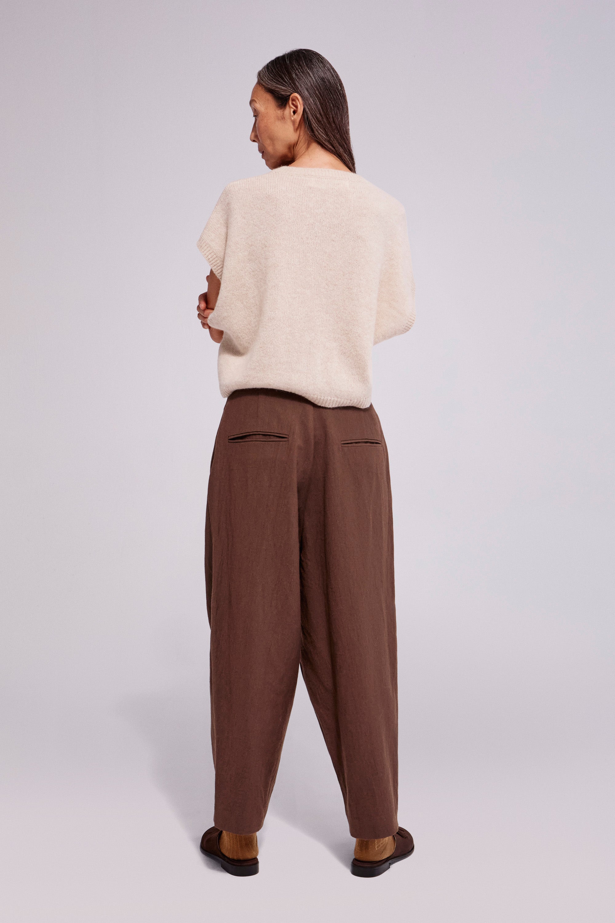 Wool-Ramie Trousers Chocolate