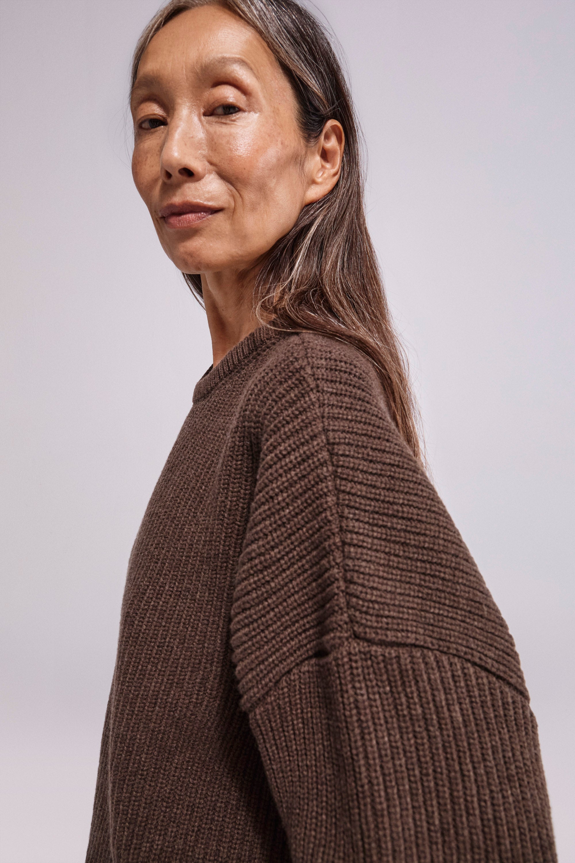 Wool-Cashmere Boxy Sweater Chocolate