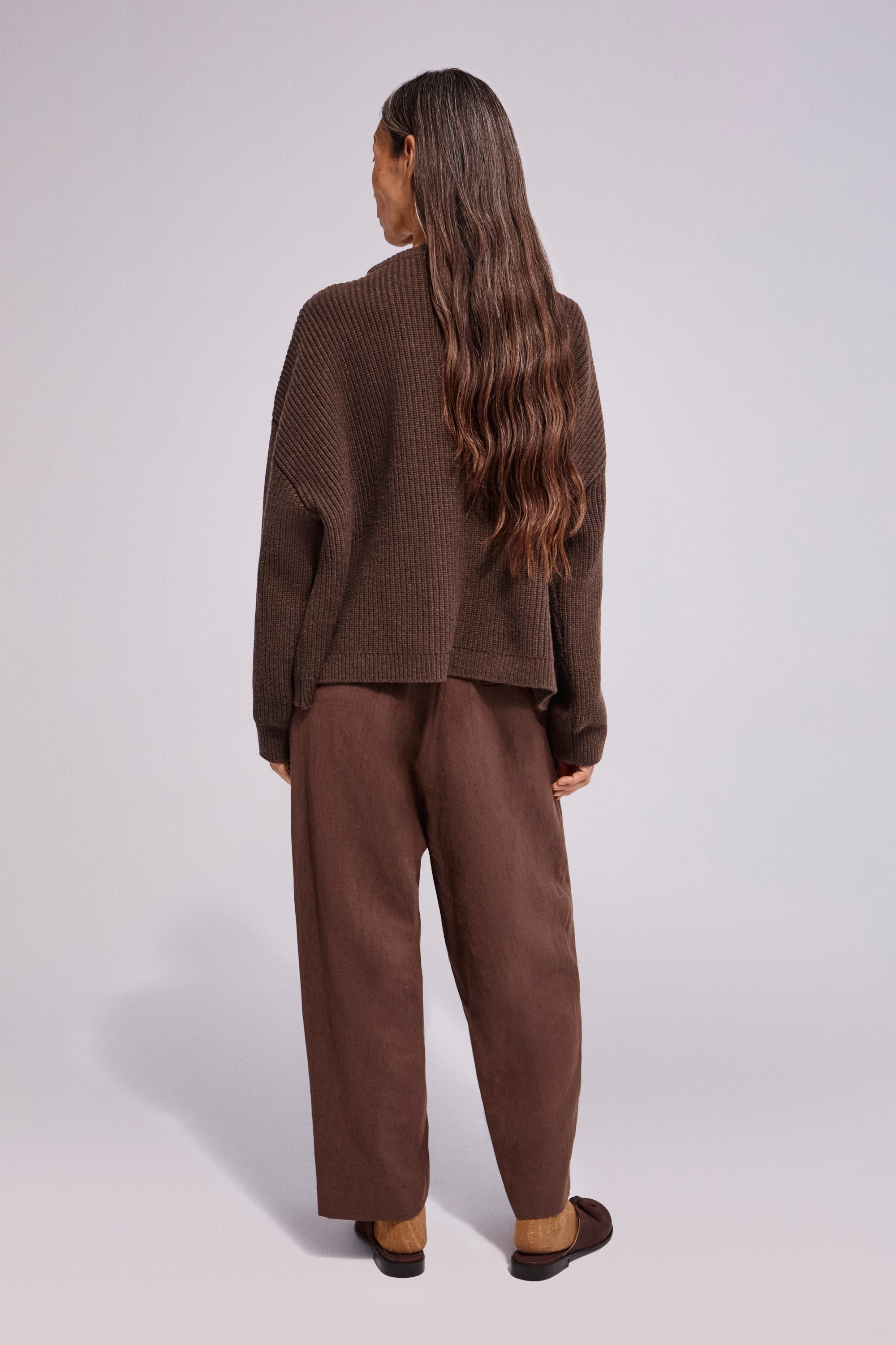 Wool-Cashmere Boxy Sweater Chocolate