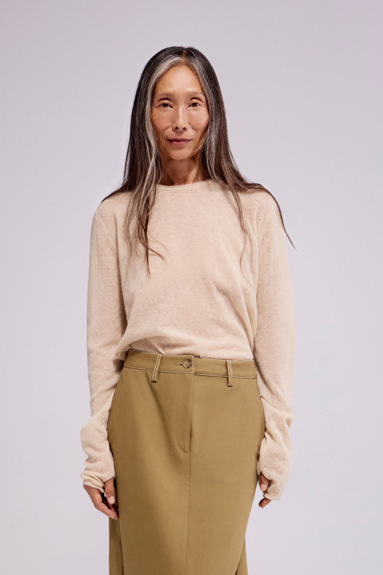 Thin Knitted Shirt Panna Cotta