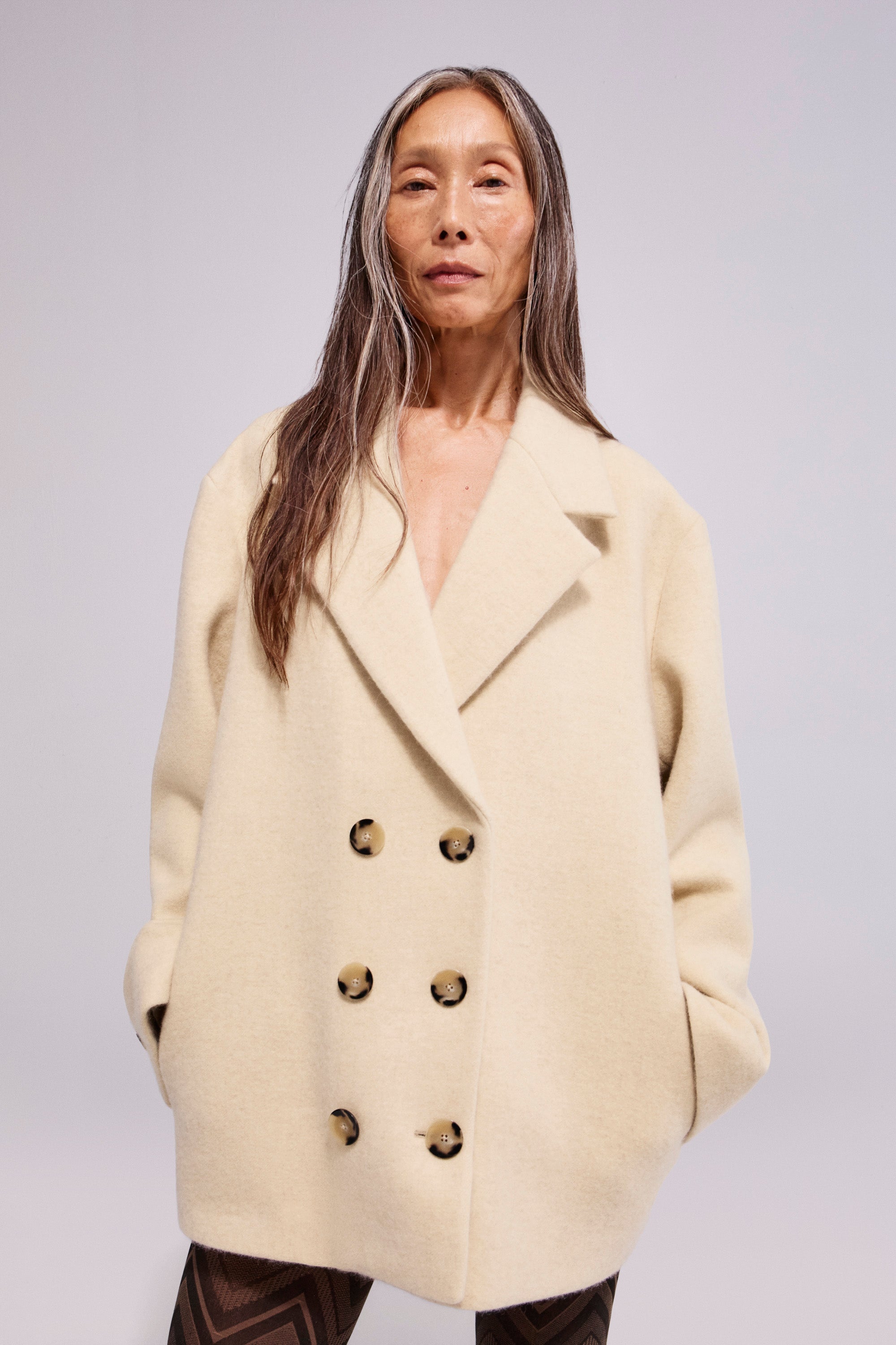 Cashmere Short Coat Panna Cotta