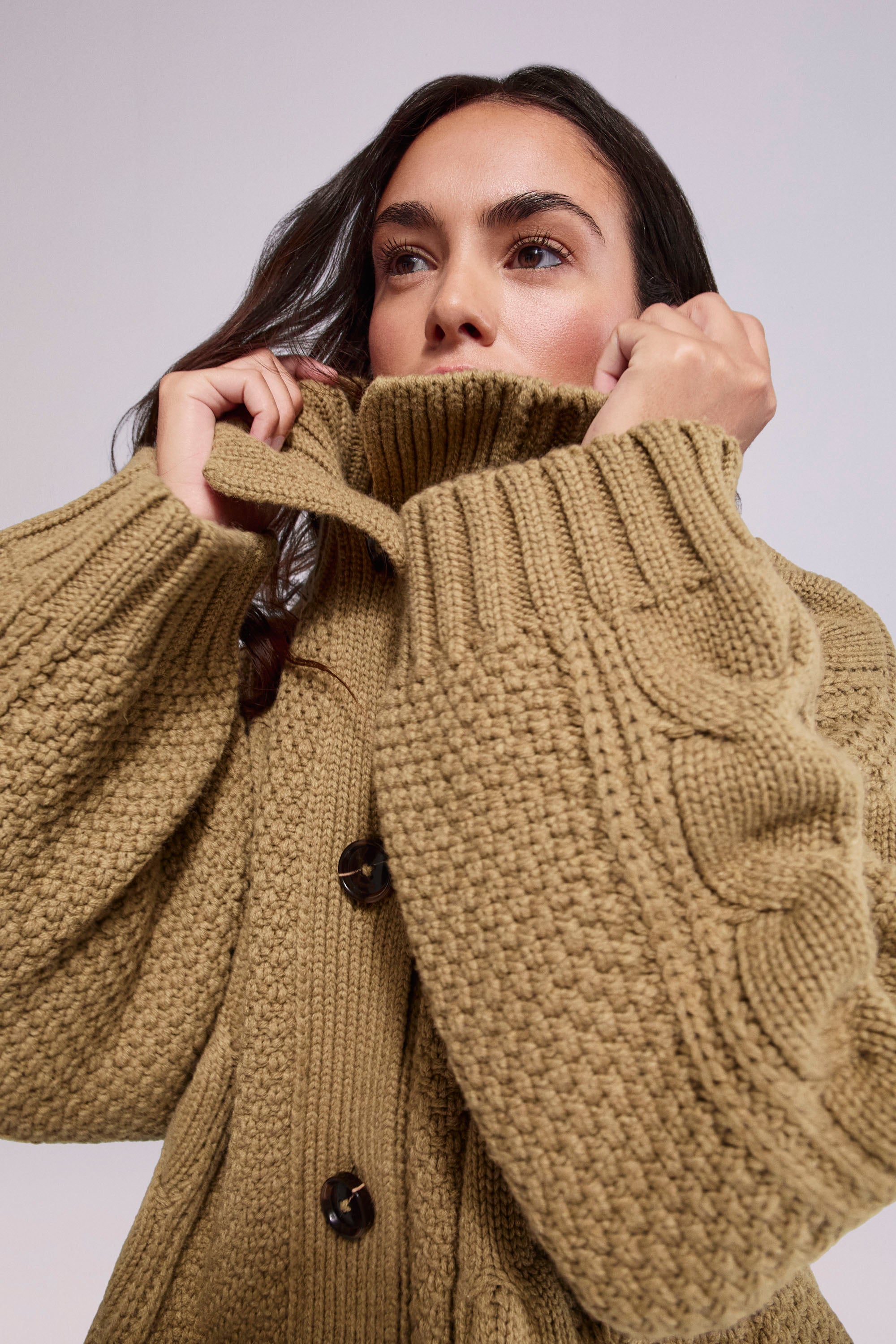 Wool-Cashmere Cardigan Khaki