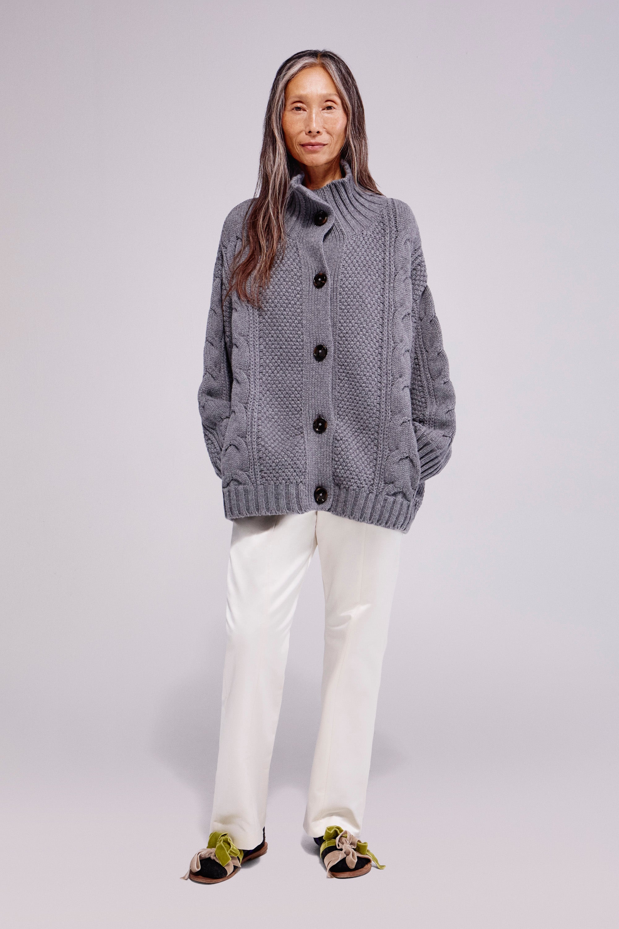 Wool-Cashmere Cardigan Grey
