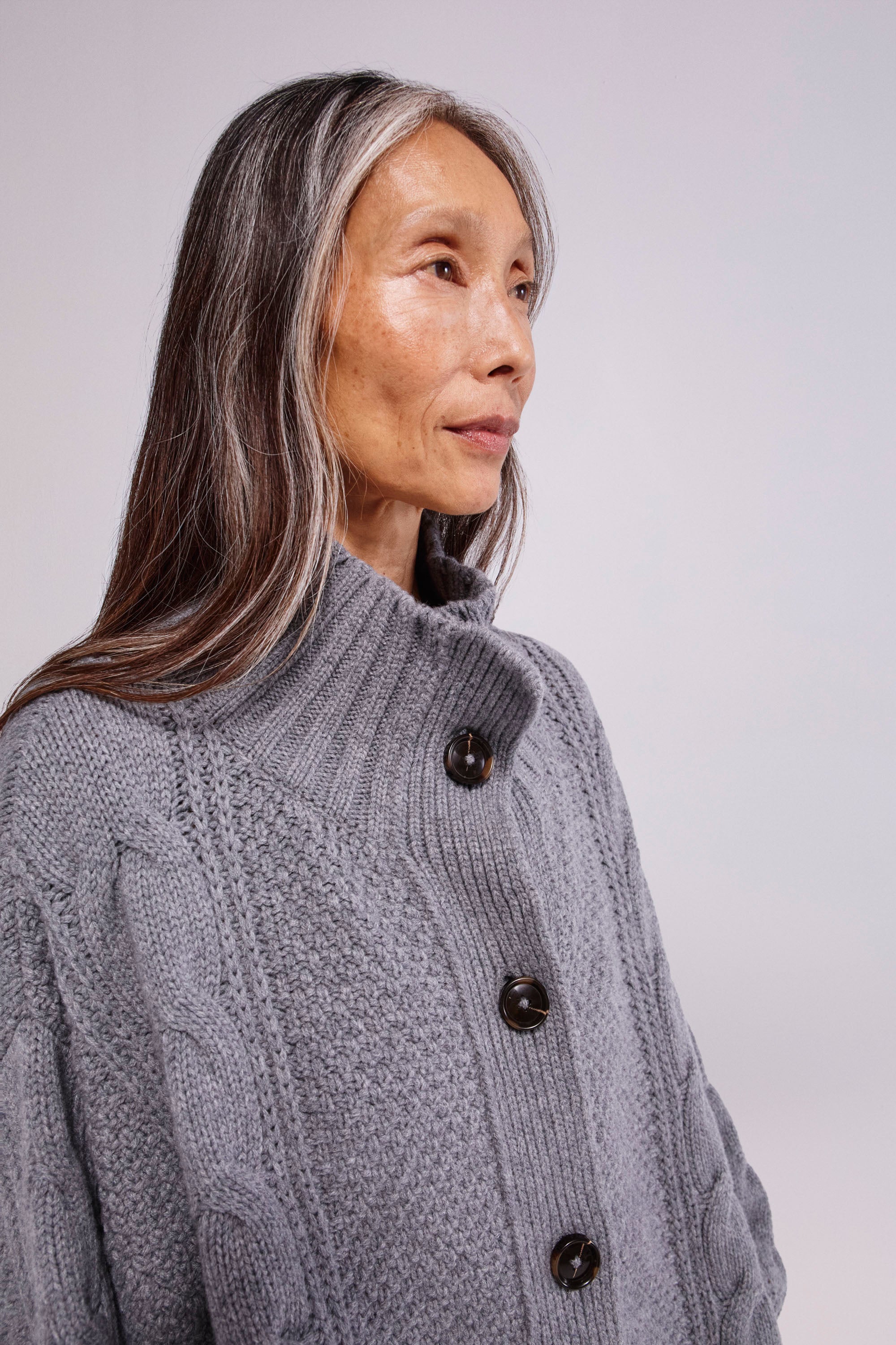 Wool-Cashmere Cardigan Grey