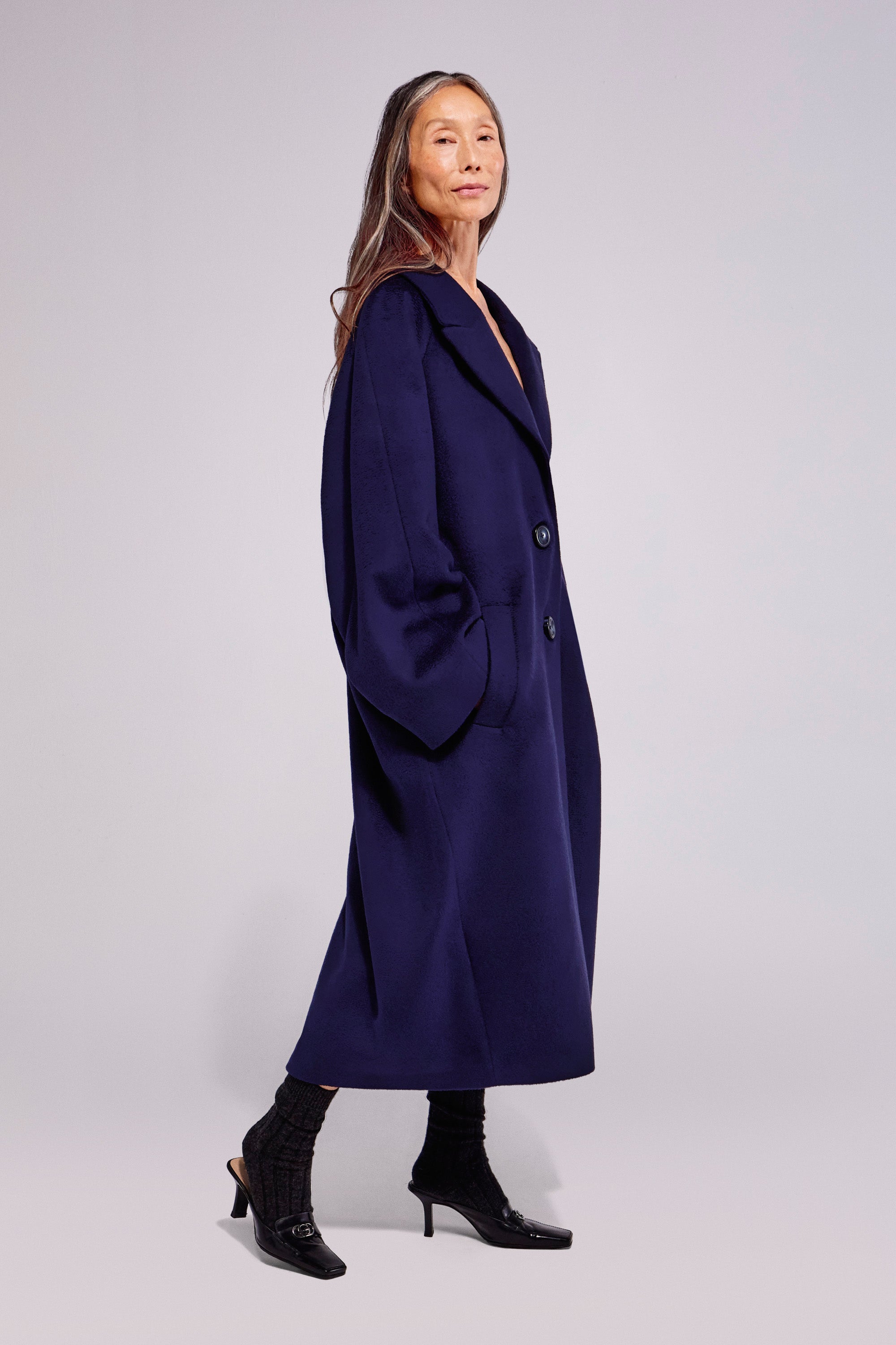 Virgin Wool Coat Dark Night