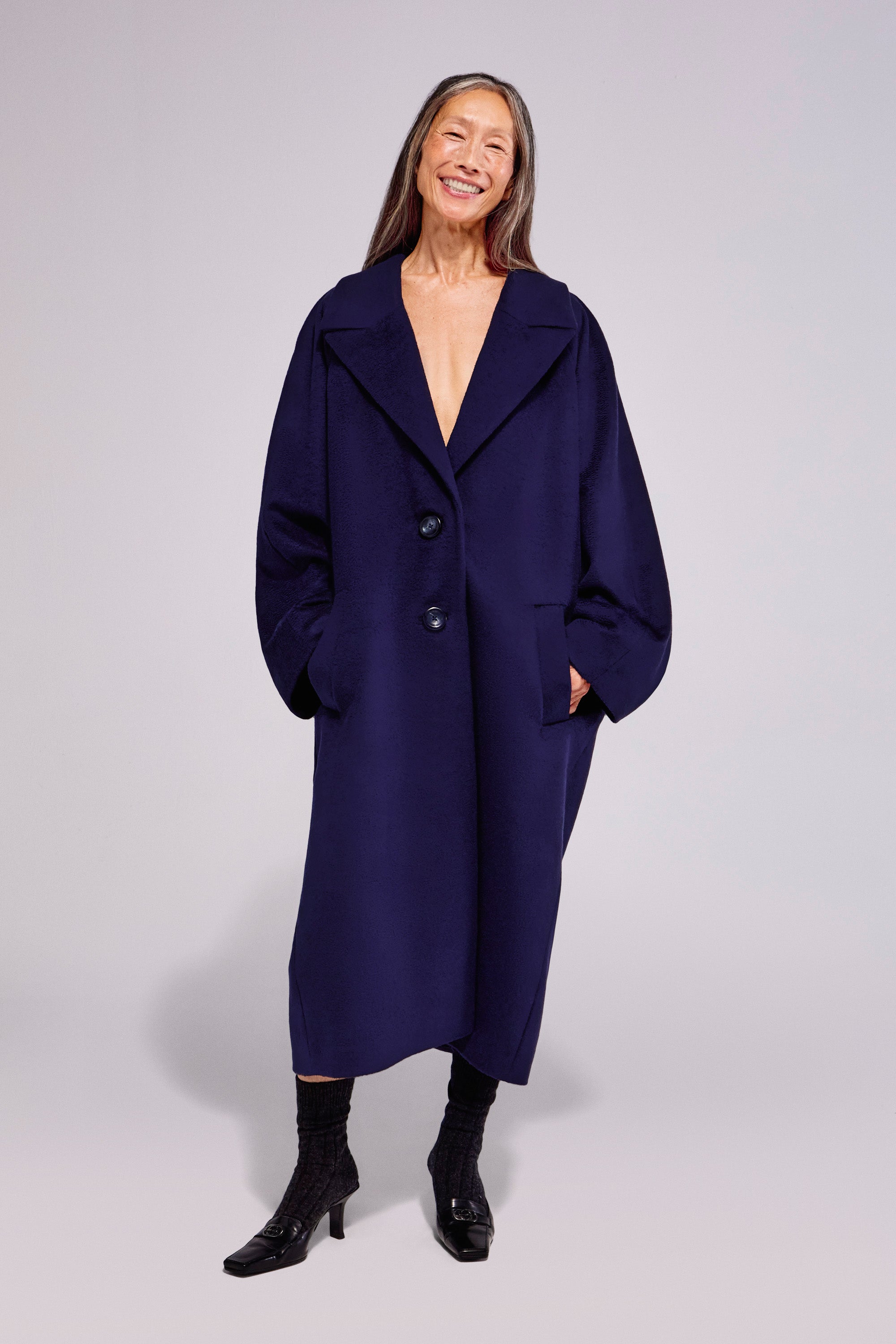 Virgin Wool Coat Dark Night