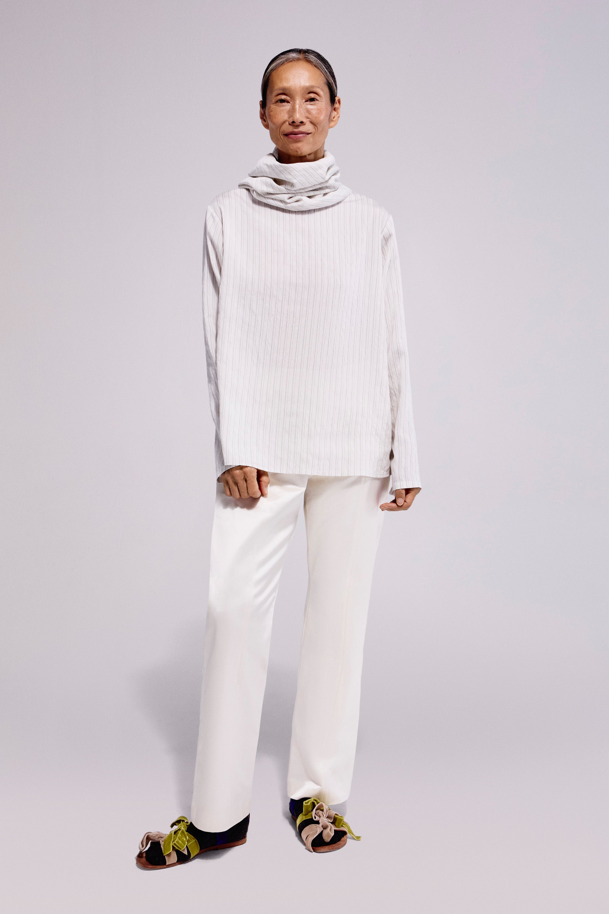Modal Striped Shirt Turtleneck