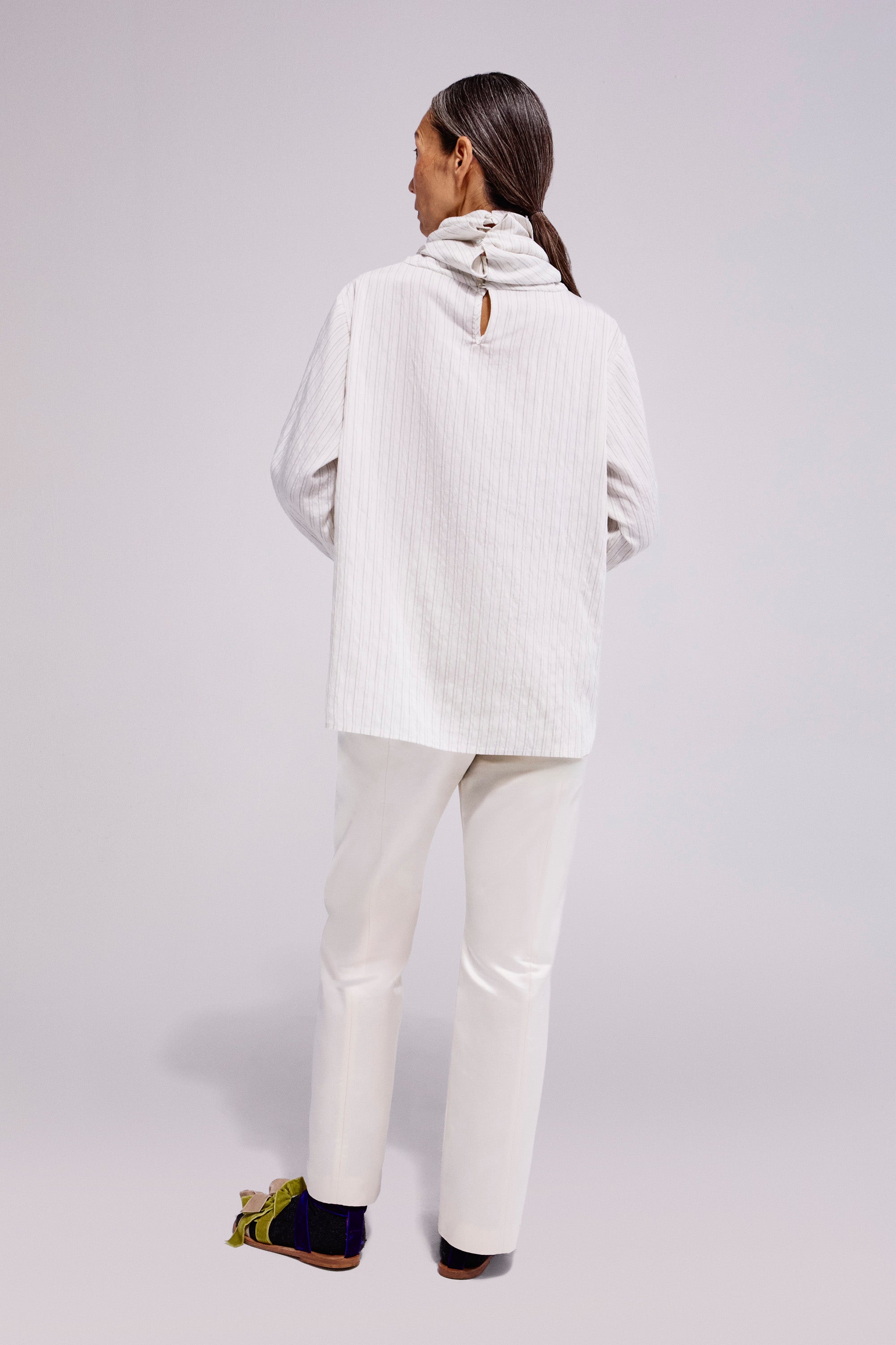 Modal Striped Shirt Turtleneck