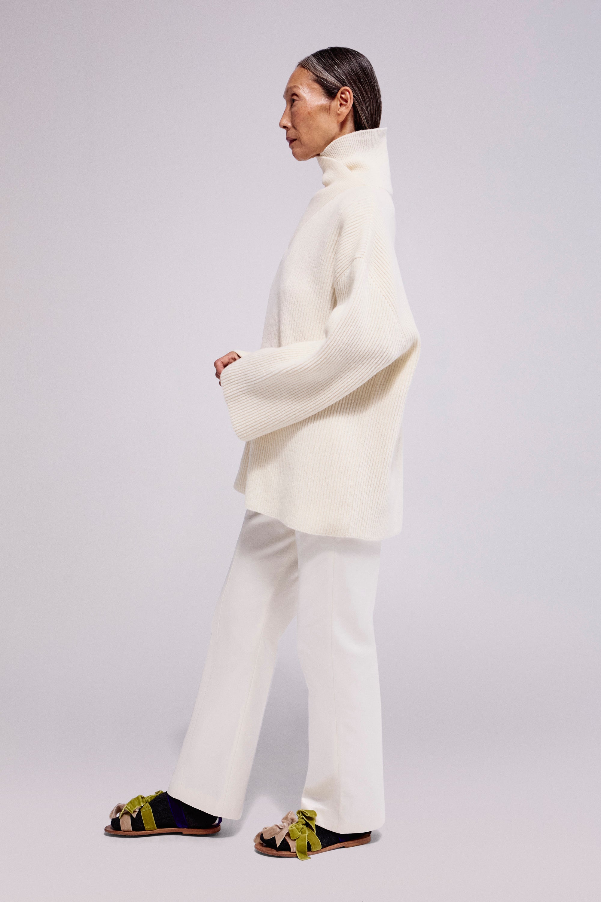 Wool Cross-Neck Sweater Natural