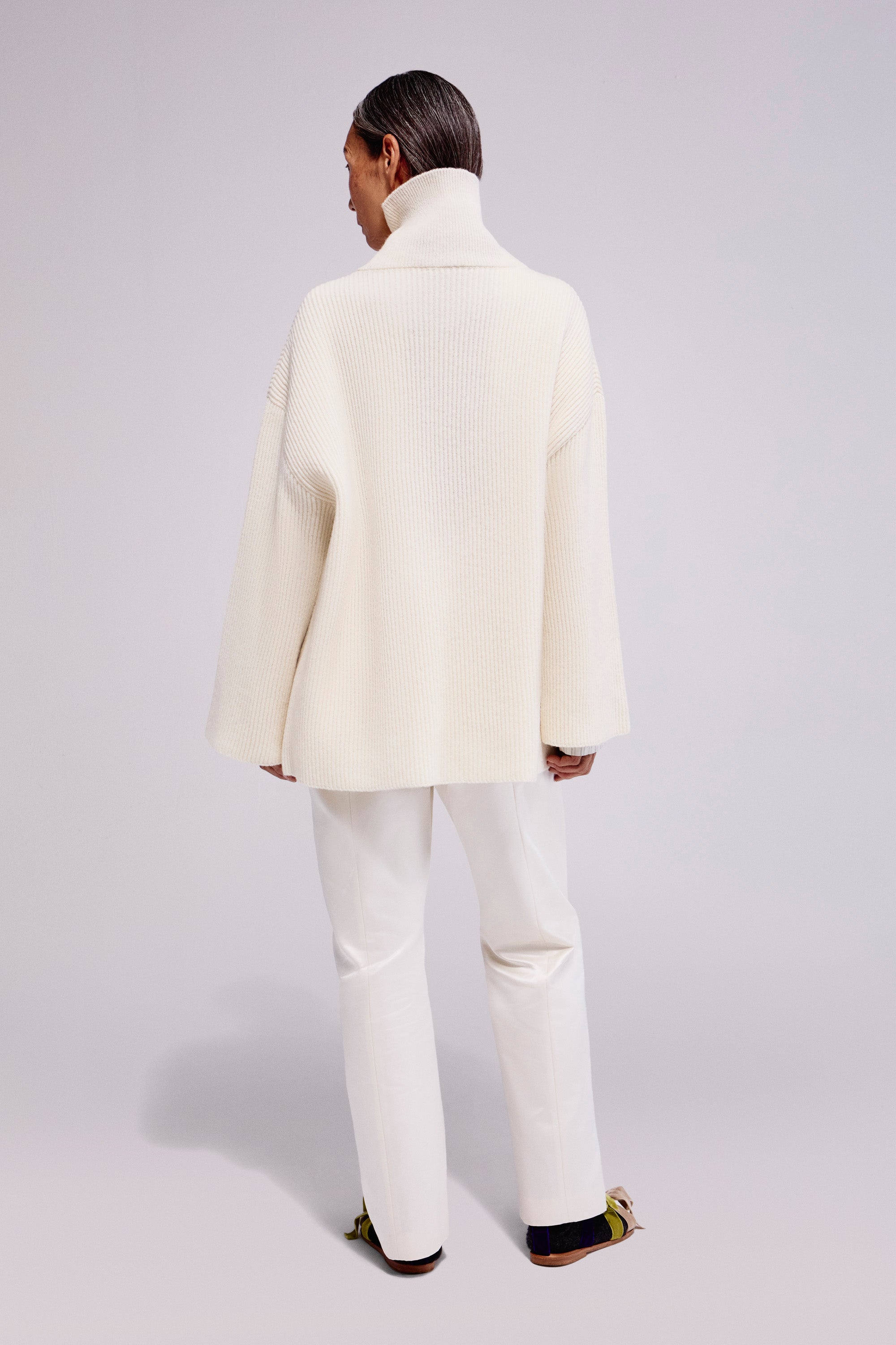 Wool Cross-Neck Sweater Natural