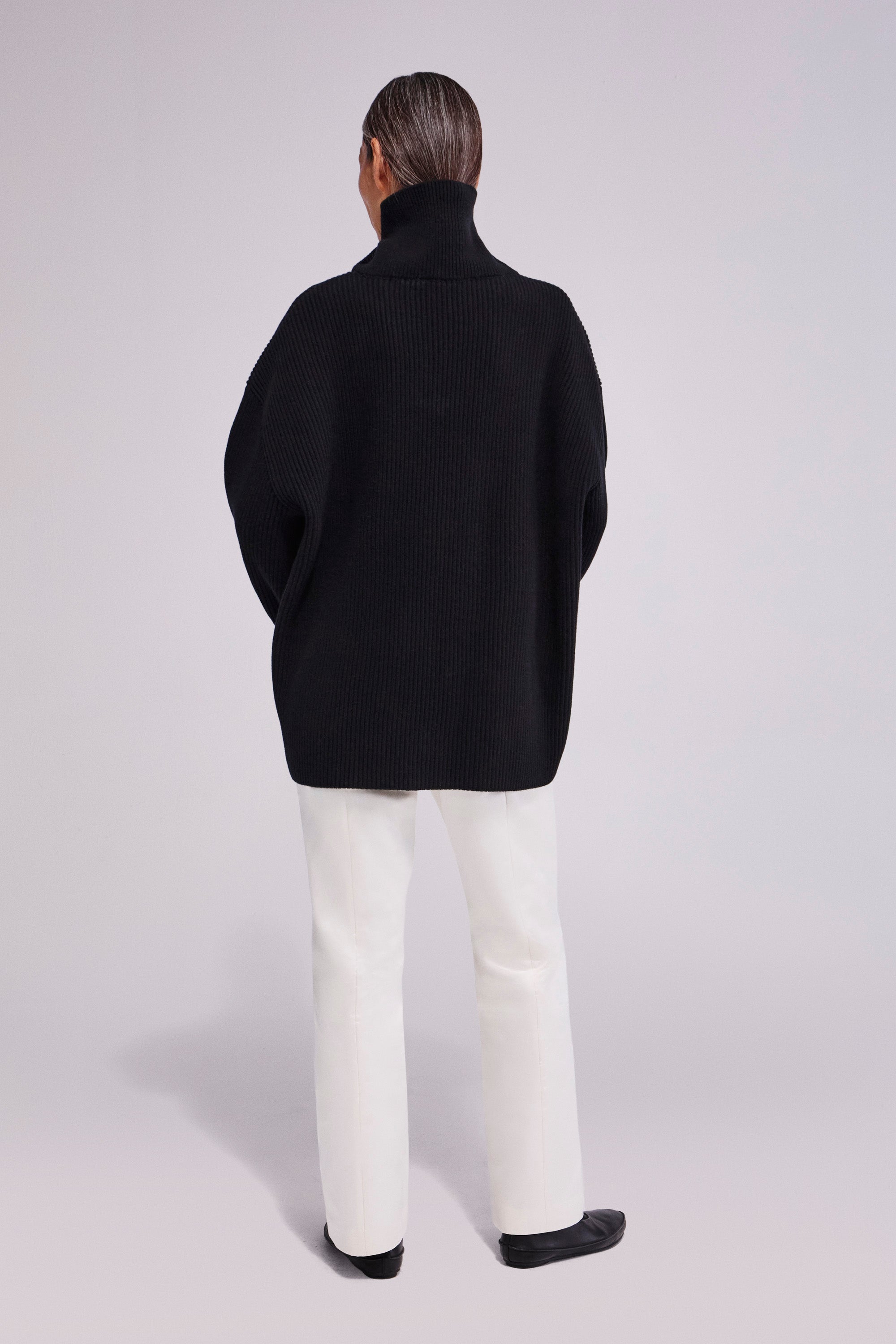 Wool Cross-Neck Sweater Black
