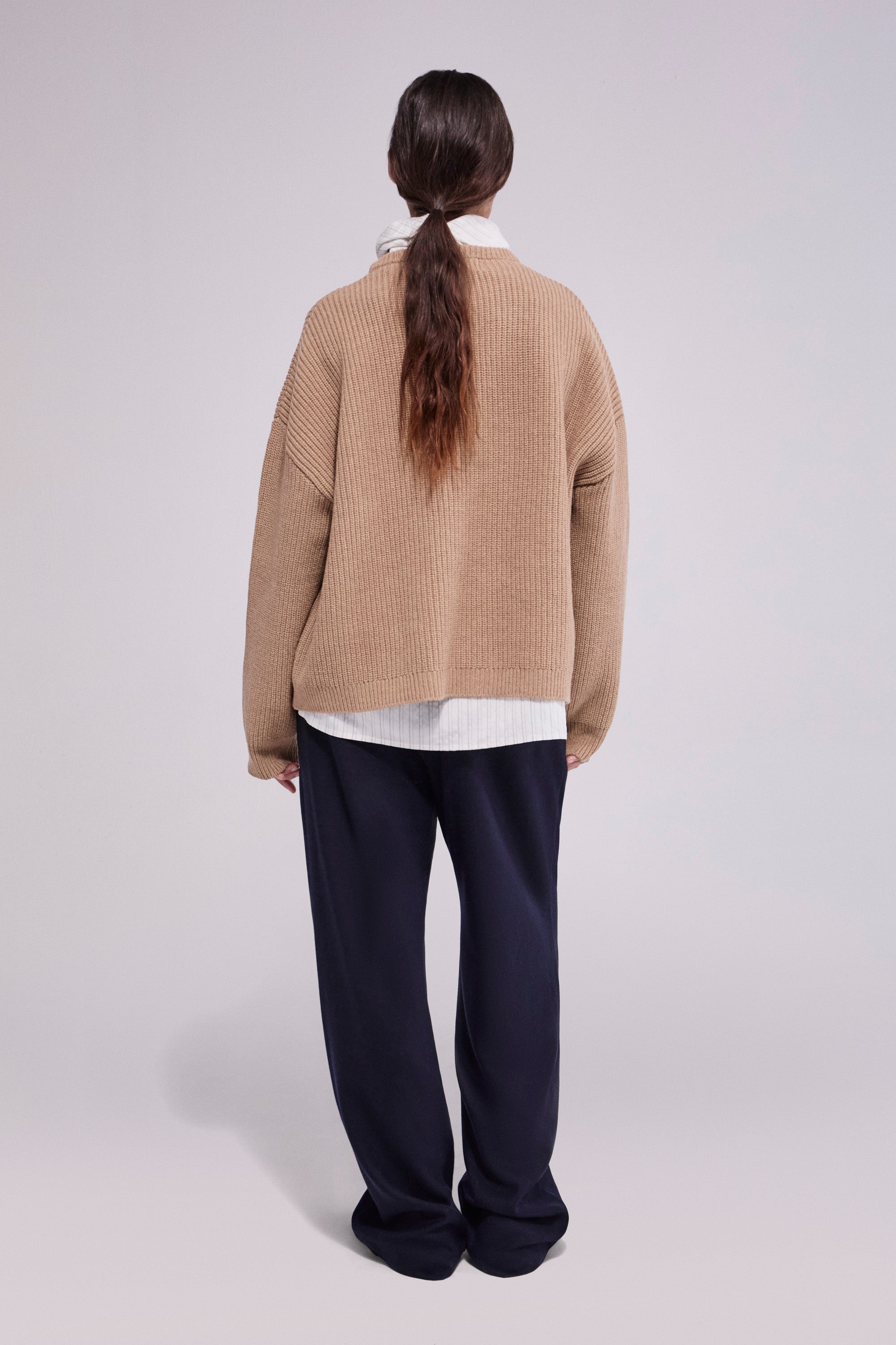 Wool-Cashmere Boxy Sweater Camel