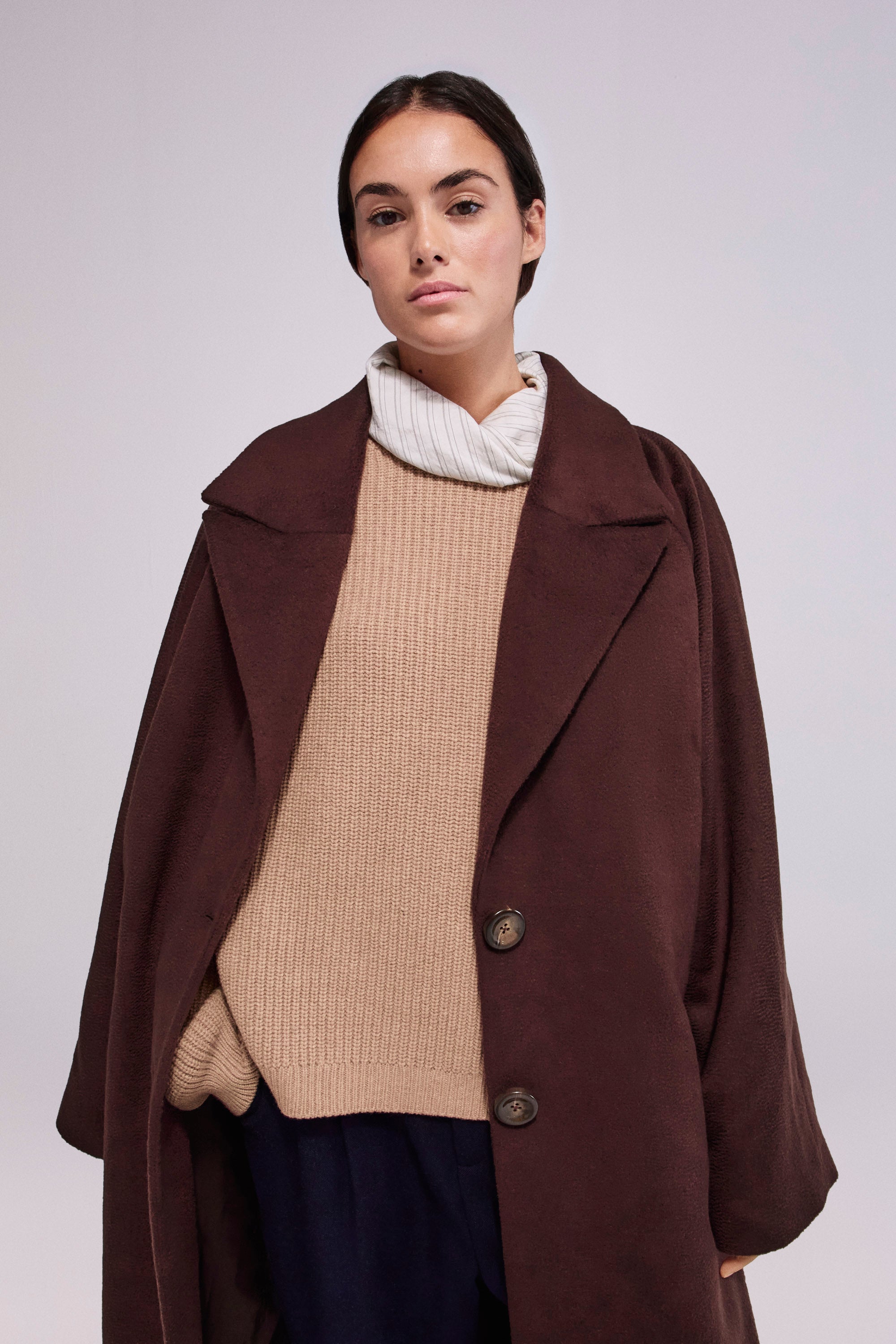 Wool-Cashmere Boxy Sweater Camel