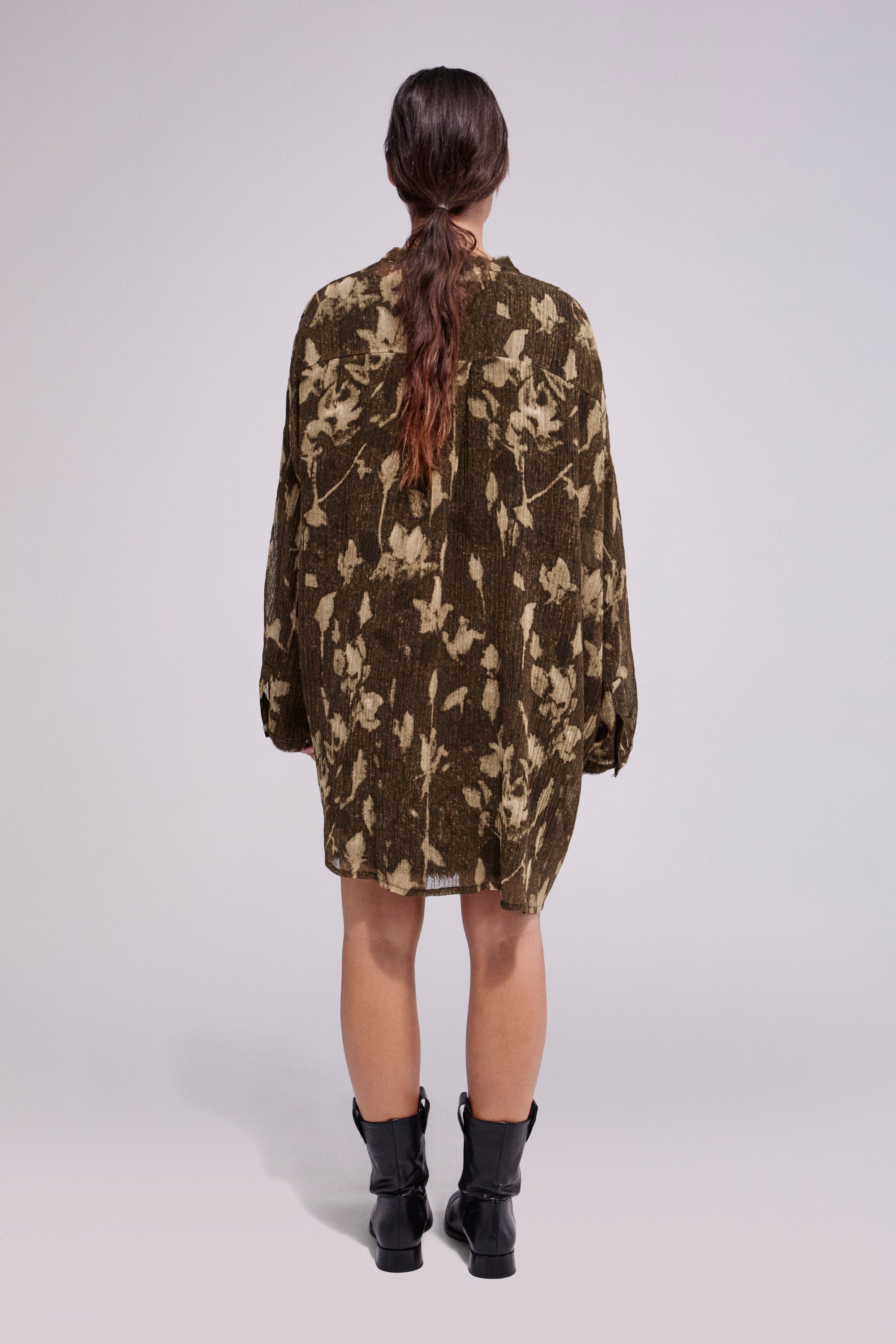 Vestido Lana Flores Chocolate