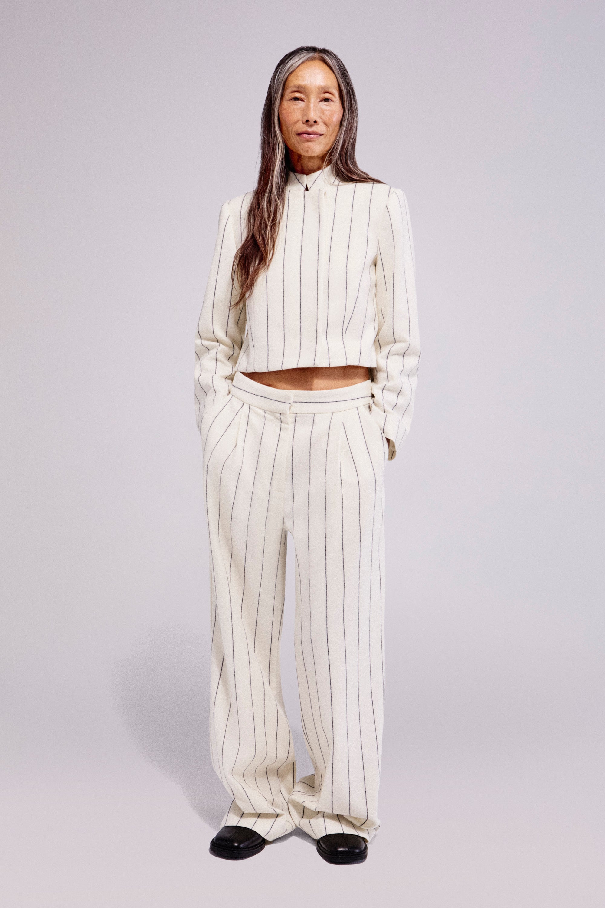 Wool Pinstripe Trousers