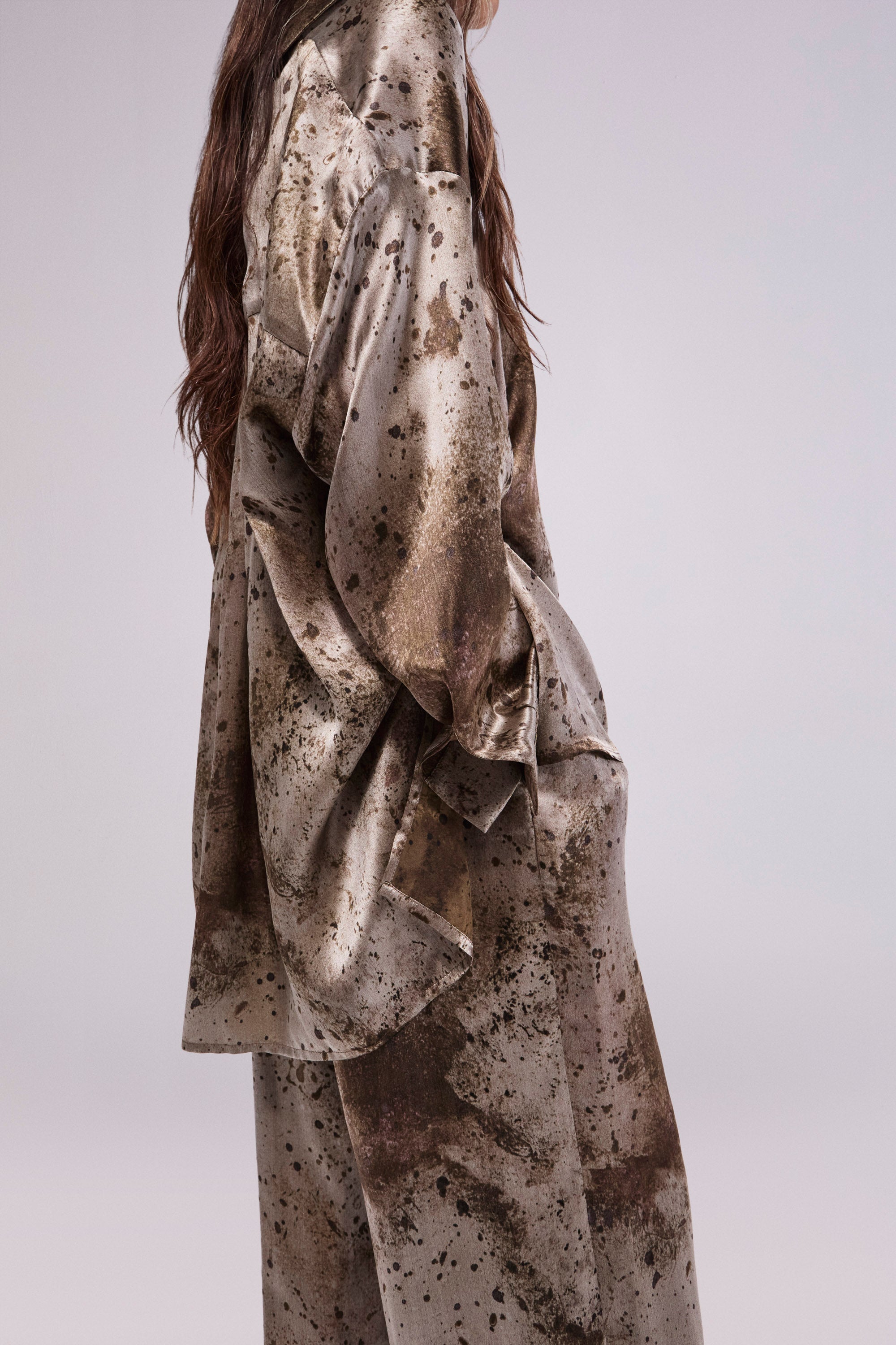 Silk Spot Shirt  Pearl Grey