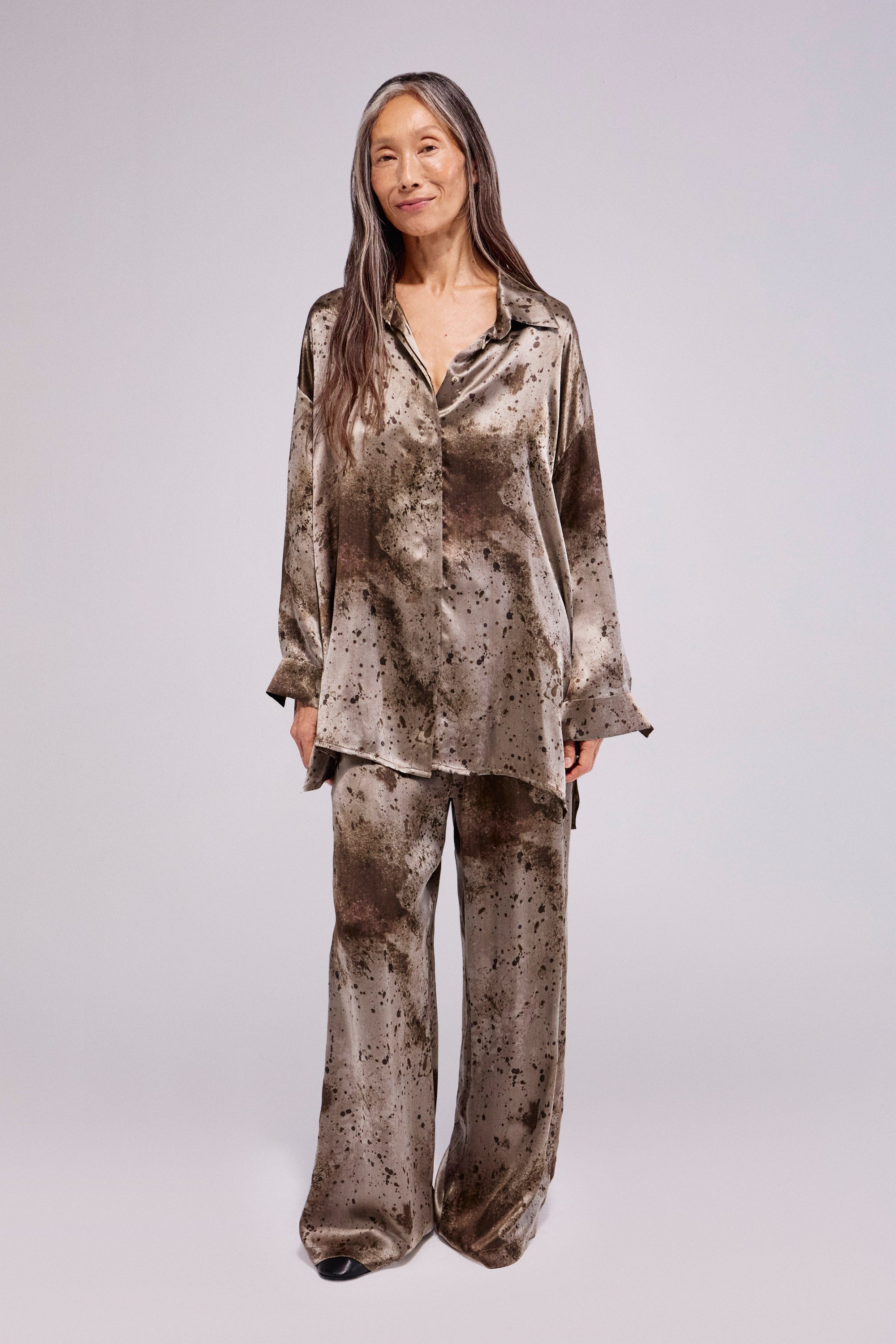 Silk Spot Shirt  Pearl Grey